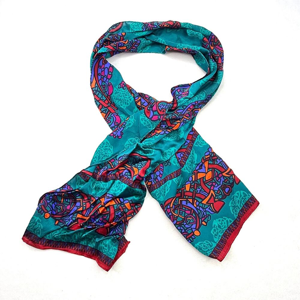 Vintage Jones New York Jewel Tone Silk Scarf